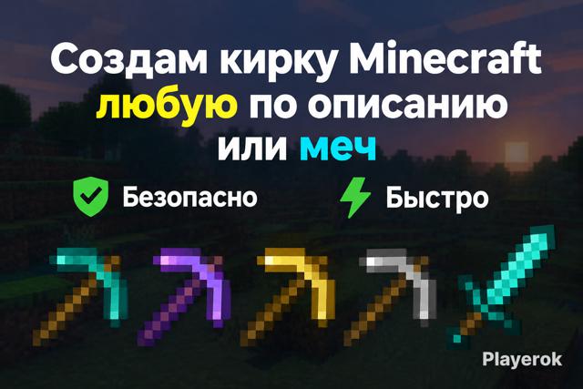 создам кирку или меч по описанию