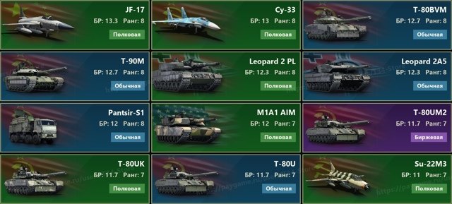 13.3 БР | JF-17 | T-80UM 2 | M1A1 AIM | Mig-21S | T-90M | Pantsir-S1 | BMP-2M