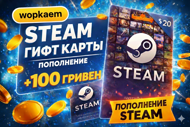 𒋲 100 ГРИВЕН 𒋲 STEAM GIFT CARD 𒋲 БЫСТРАЯ ВЫДАЧА 𒋲