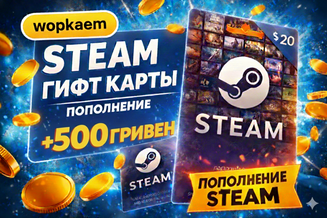 𒋲 500 ГРИВЕН 𒋲 STEAM GIFT CARD 𒋲 БЫСТРАЯ ВЫДАЧА 𒋲