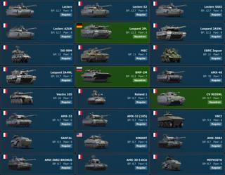 Leclerc, Leclerc S2, Leclerc SXXI, Leclerc AZUR, Leopard 2PL, Leopard 2A5NL, ItO 90M