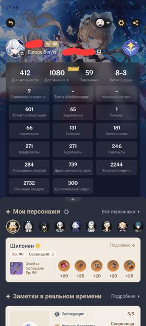 ZZZ Топ Эндгейм + Genshin Impact (Шилонен C5, Фурина C3) | Личный аккаунт | Отзывы