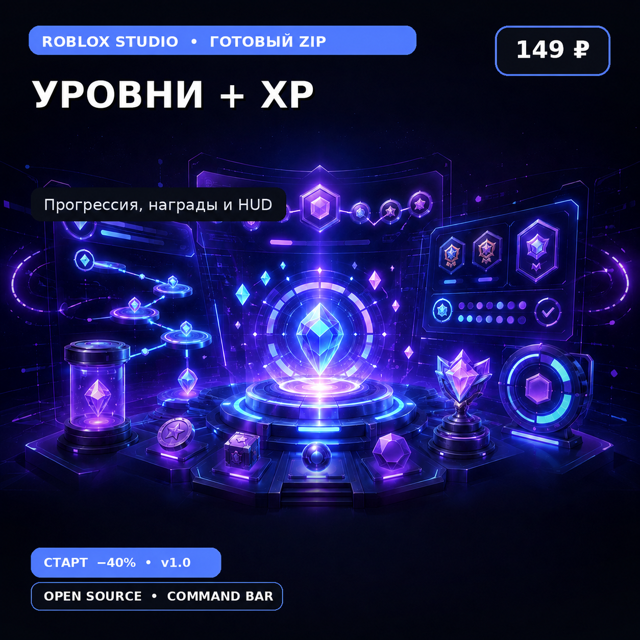 Уровни и XP для Roblox Studio | DataStore + UI