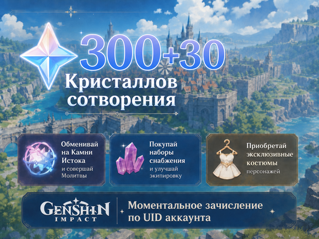 300+30 Кристаллов | По UID | Быстро | Безопасно