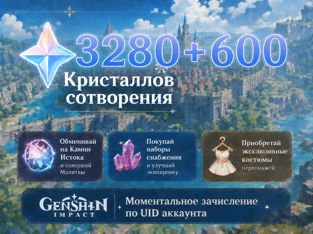 3280+600 Кристаллов | По UID | Быстро | Безопасно