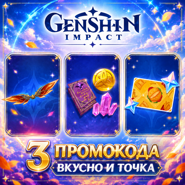 3 Промокода Genshin x Вкусно и точка