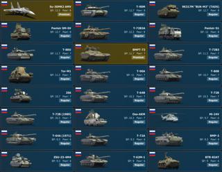 Su-30MK2 AMV, T-90M, 9K317M "BUK-M3" (TADS), Pantsir SM-SV, T-72B3A, Pantsir-S1