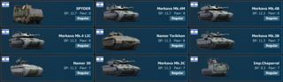 SPYDER, MERKAVA MK.4M, MERKAVA MK,4B, MERKAVA MK.4 LIC, MERKAVA TSRIKHON