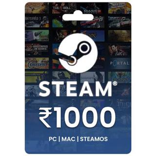 Steam Wallet Gift Card 1000 INR | INDIA Region | Fast Delivery