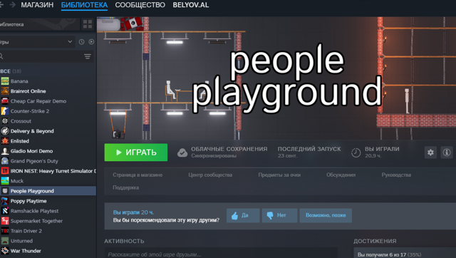 аккаунт с игрой People Playground