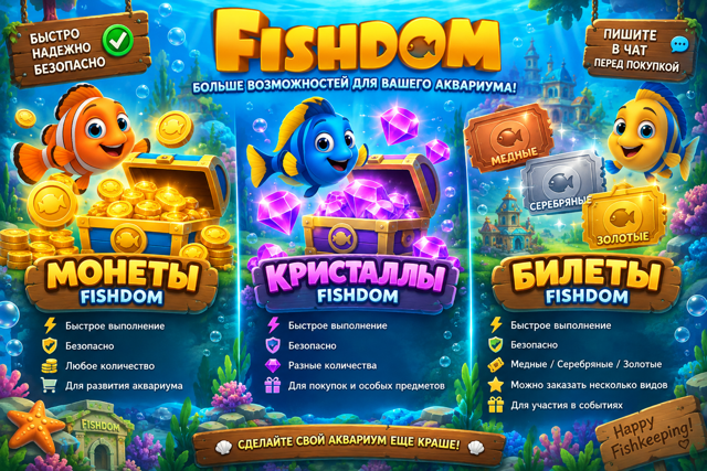 КРИСТАЛЛЫ FISHDOM — ПОПОЛНЕНИЕ